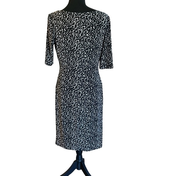 Lauren Ralph Lauren Black & White Animal Print Sheath Dress Size 8 - Picture 5 of 10